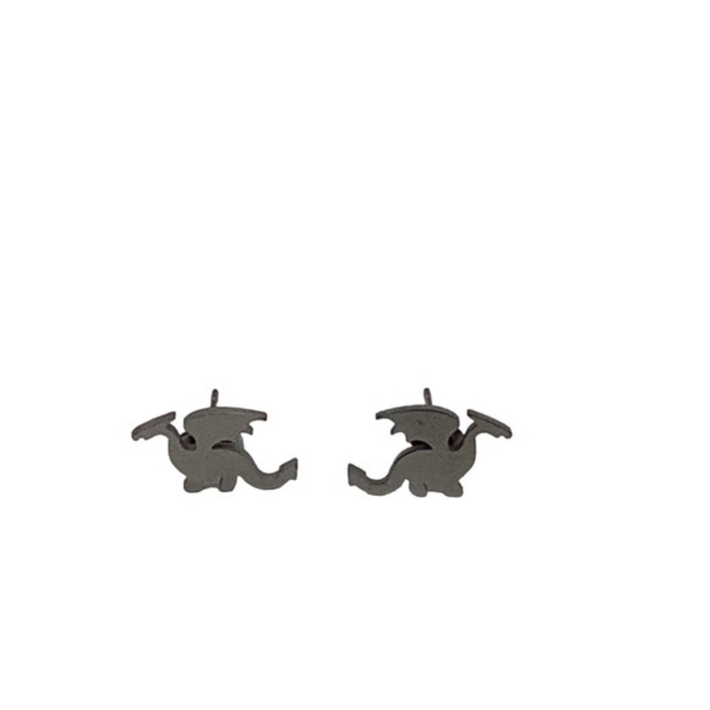 Dinosaur Stud Earrings Women’s Sliver‎ Tone 1 cm